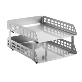 Square Punch Steel Letter Tray 2 Tier