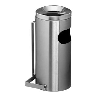 Wall Mounted Innovation Stainless Steel Standing Ashtray Litter Bin. With Cut Out And Galvanized Ash Holder